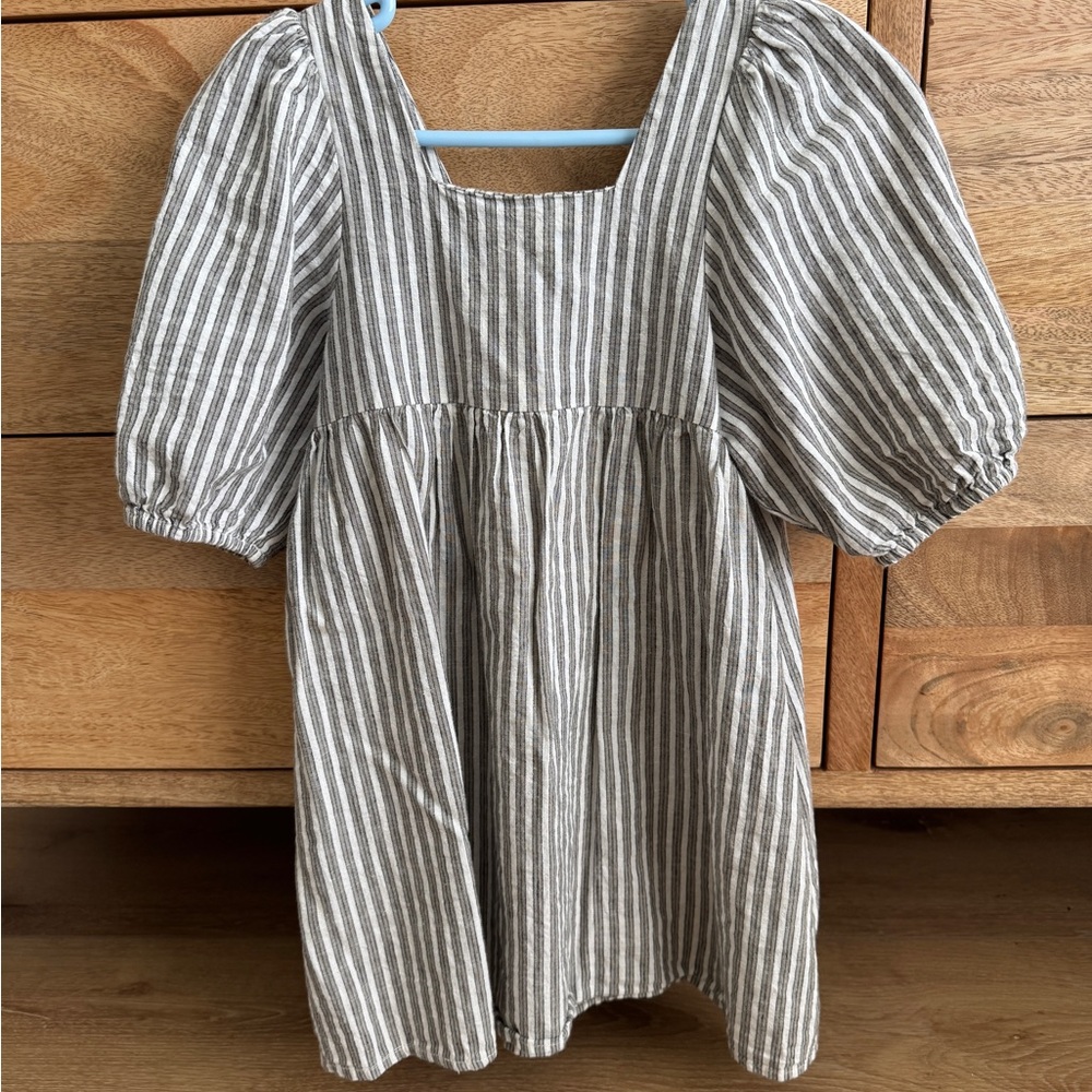 Rylee + Cru Gray Striped Kids Dress